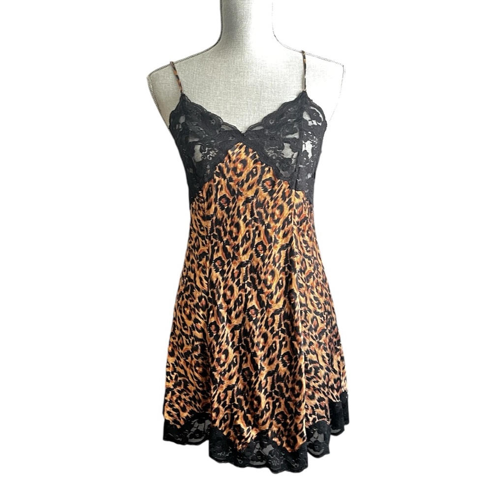 Victoria’s Secret Silk Leopard & Lace Babydoll Slip Dress